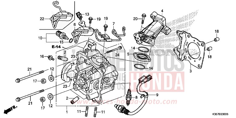 CYLINDER HEAD for PCX 125 PEARL SIENA RED (R320) from 2017